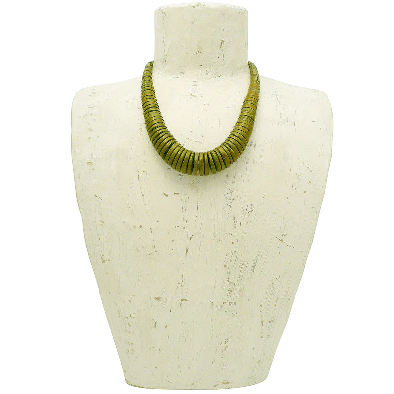 Lotus Feet Coconut Bead Lime Green Necklace