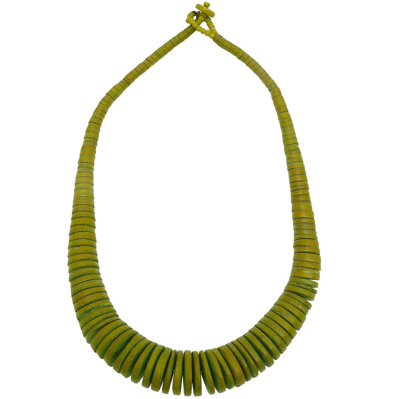 Lotus Feet Coconut Bead Lime Green Necklace