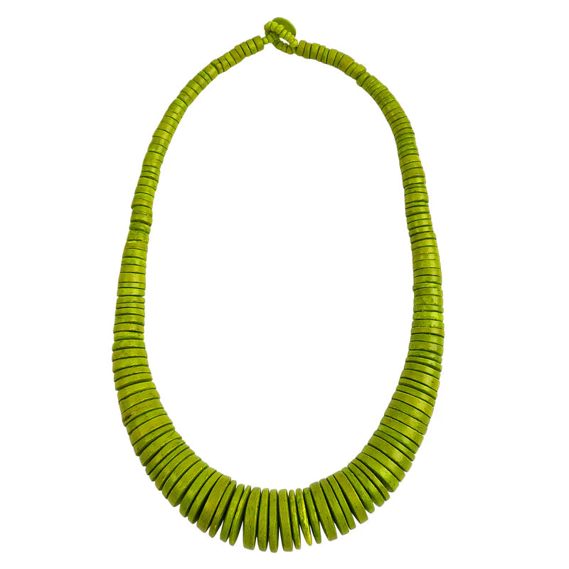 Lotus Feet NK601 Lime Green Coconut Bead Necklace