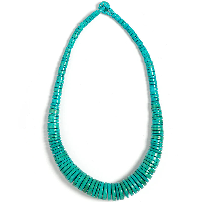 Lotus Feet NK616 Turquoise Blue Coconut Bead Necklace
