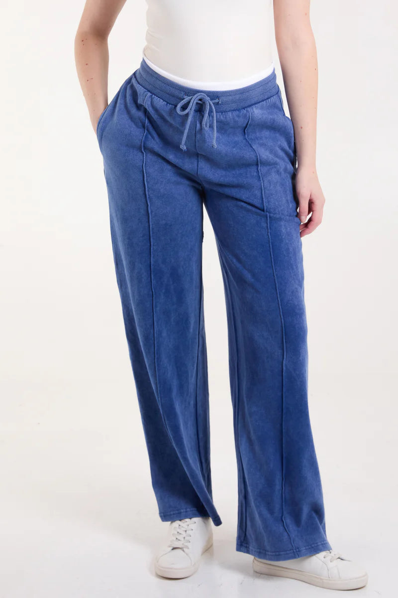 Washed Contrast Waistband Wide Leg Jogger