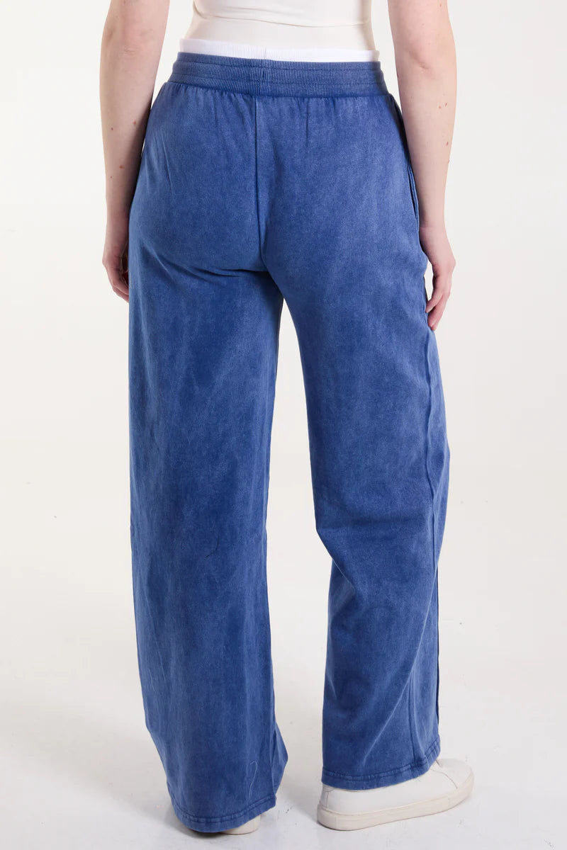 Washed Contrast Waistband Wide Leg Jogger