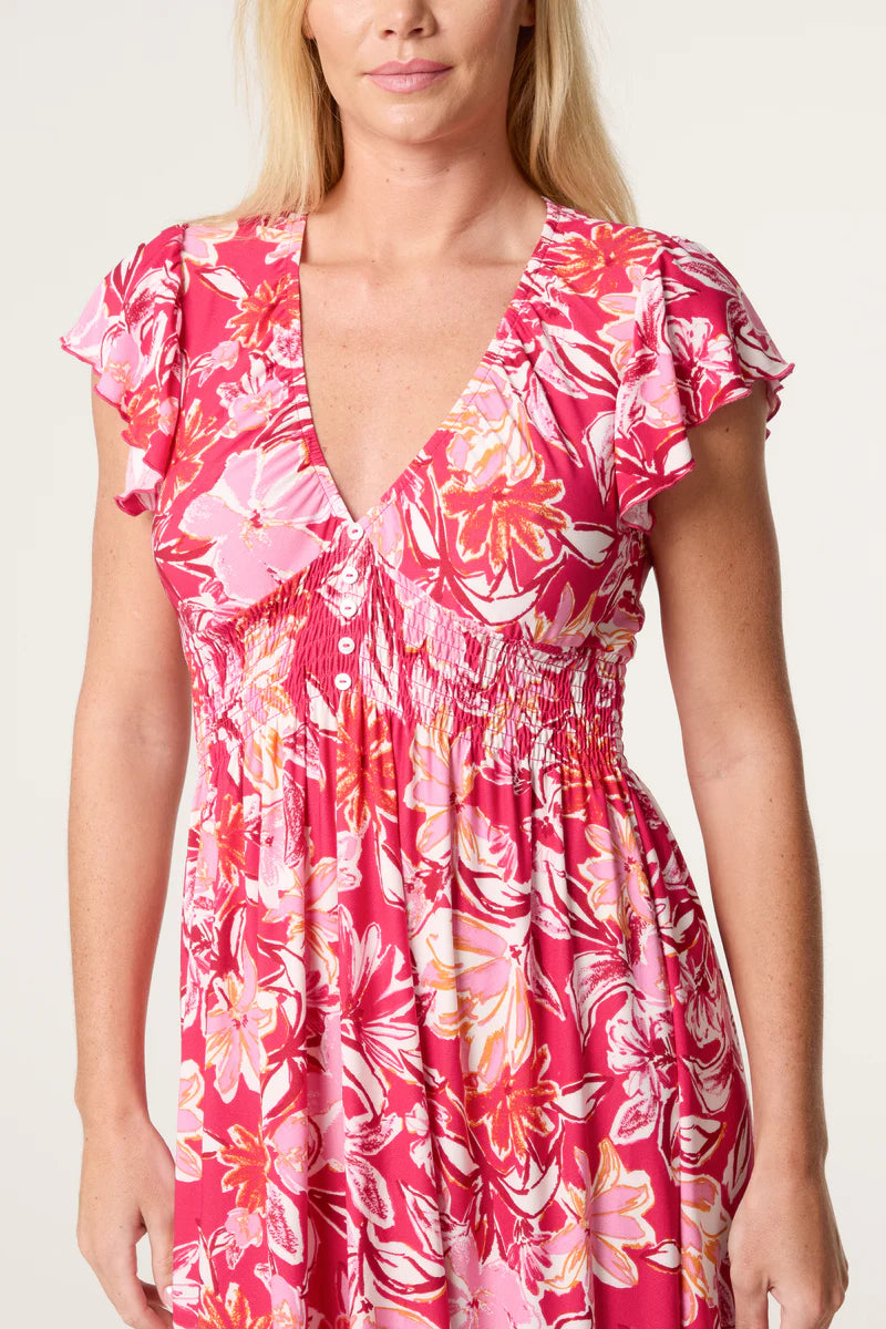NOL NL26983 Flutter Sleeve Midi Dress