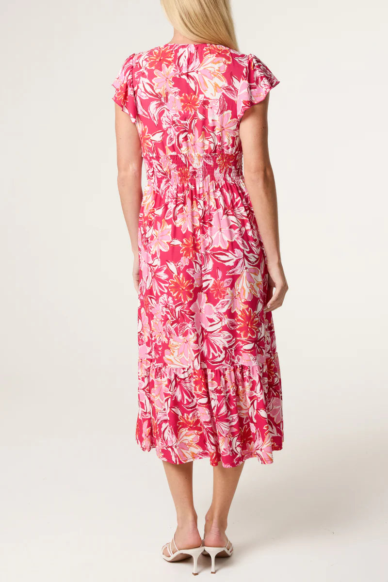 NOL NL26983 Flutter Sleeve Midi Dress