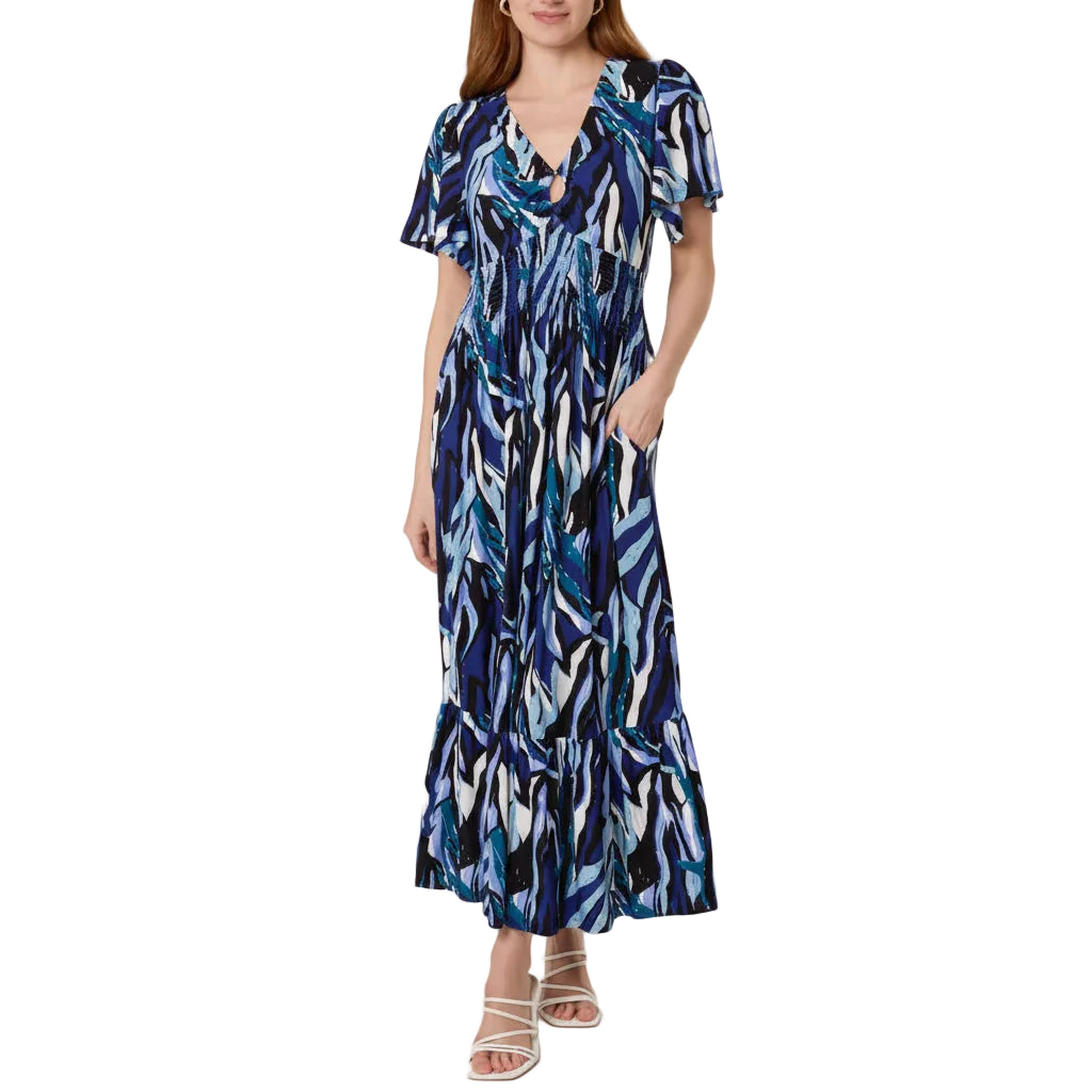 NOL NL26983 Ring Detail Stretch Crepe Abstract Dress