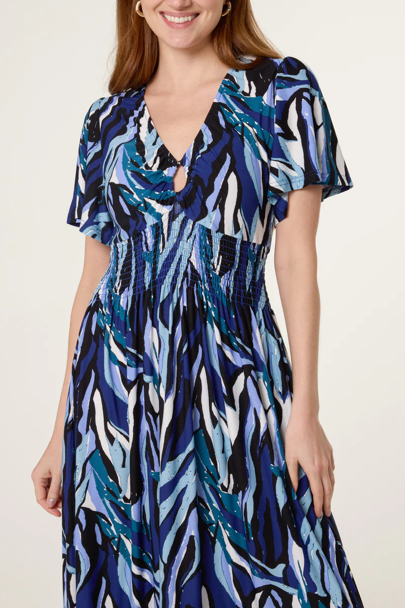 NOL NL26983 Ring Detail Stretch Crepe Abstract Dress