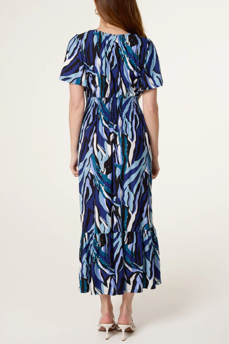 NOL NL26983 Ring Detail Stretch Crepe Abstract Dress