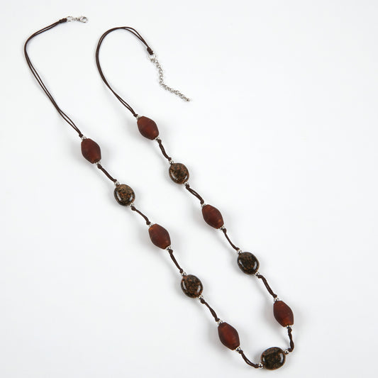 Dante Brown bead long necklace
