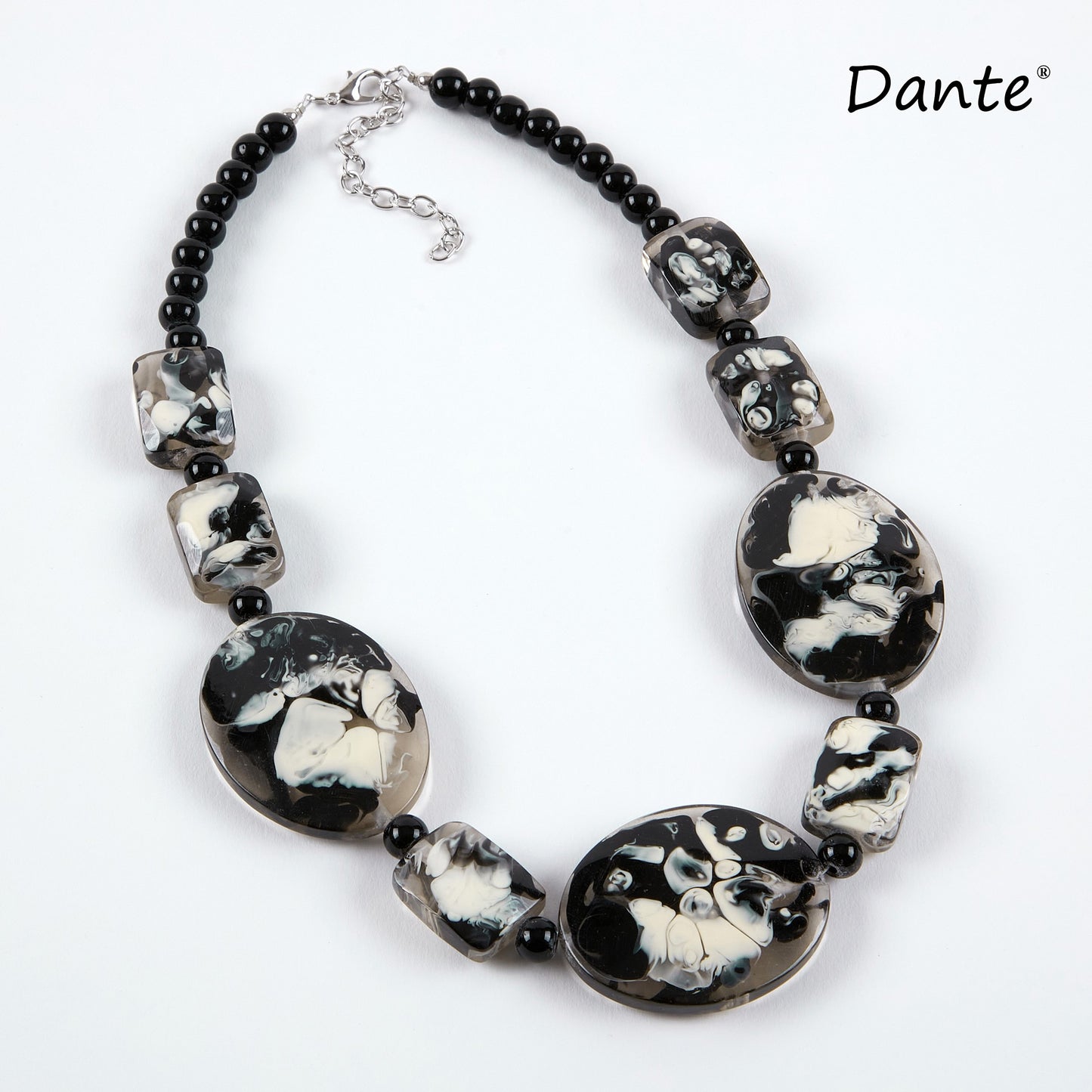 Dante Marble Effect Black and Ivory Necklace