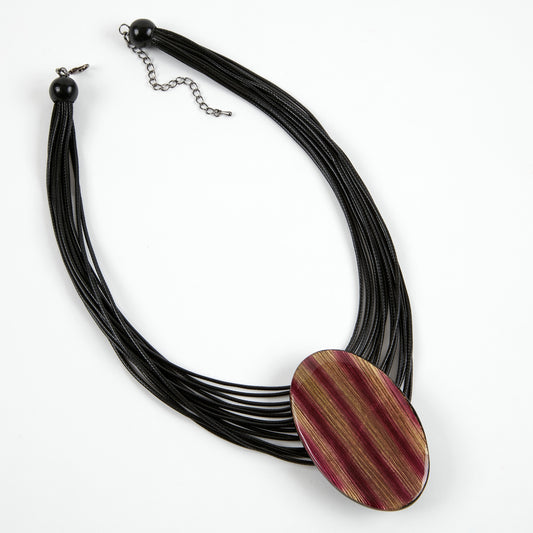 Dante Large oval stripe disc necklace
