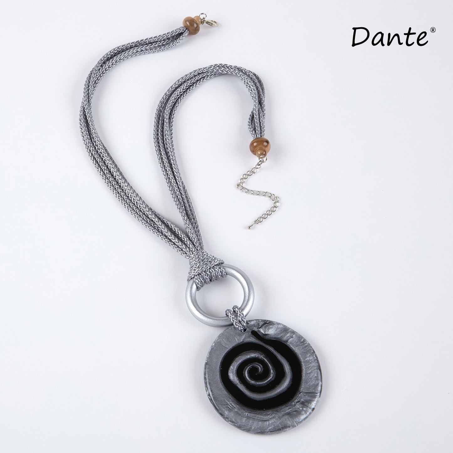 Dante Grey Corded Necklace with Large Pendant