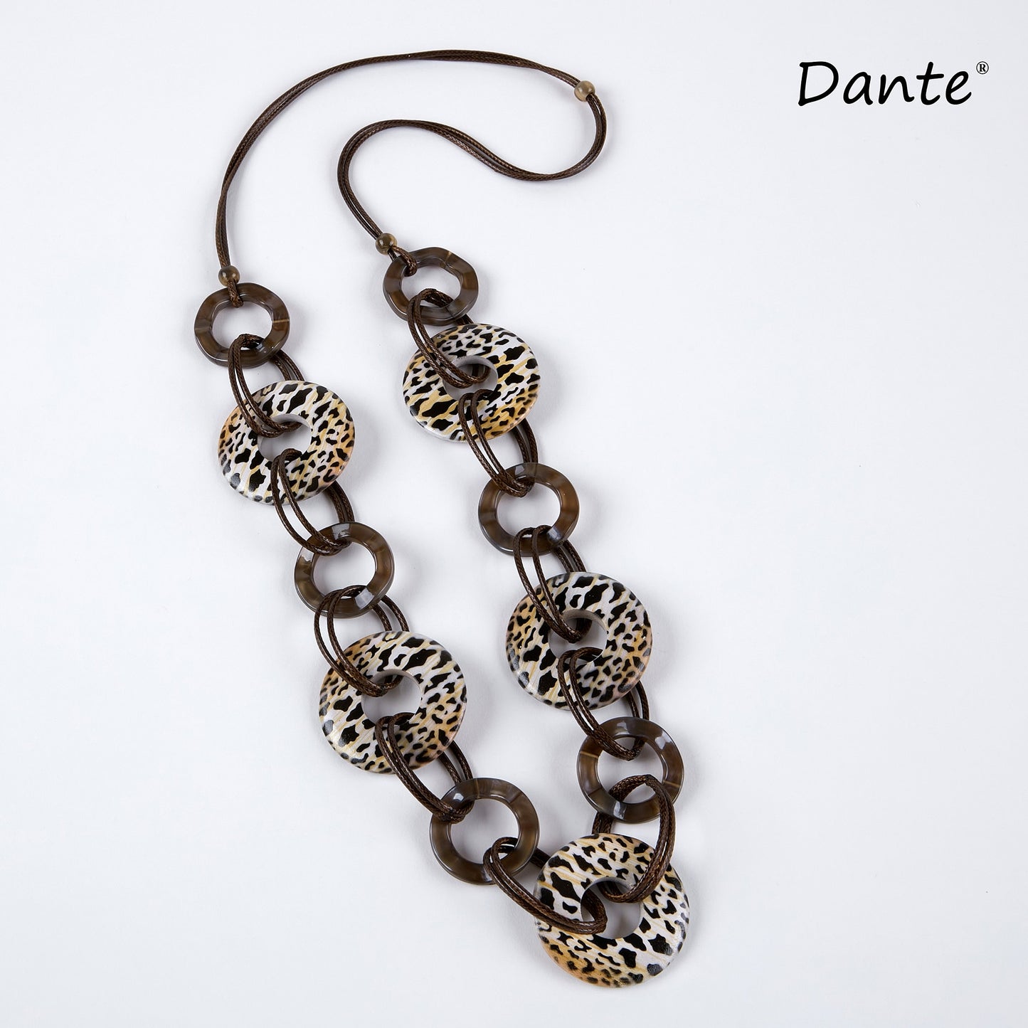 Dante Leopard Print Cord Disc Necklace