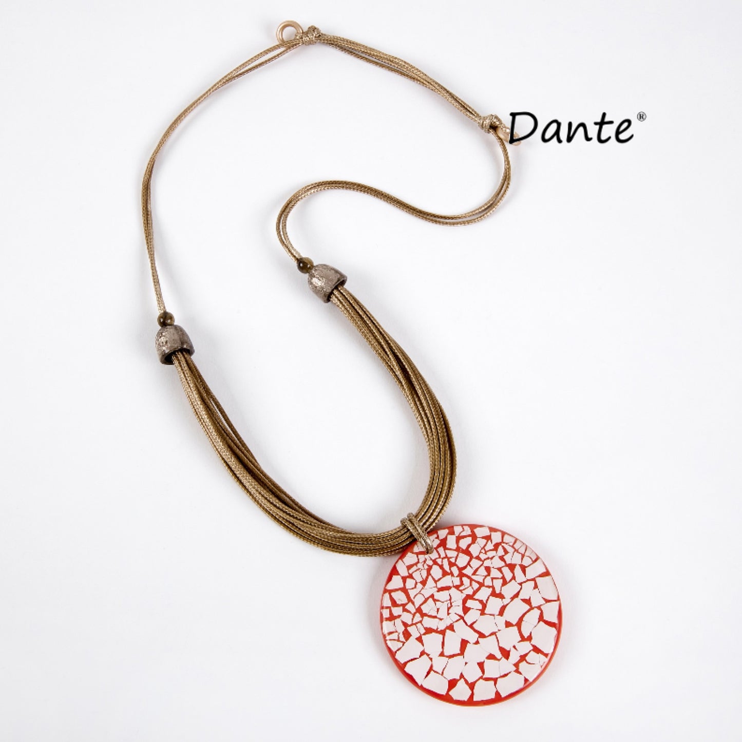 Dante NL5727 Marbled effect round disc roped necklace