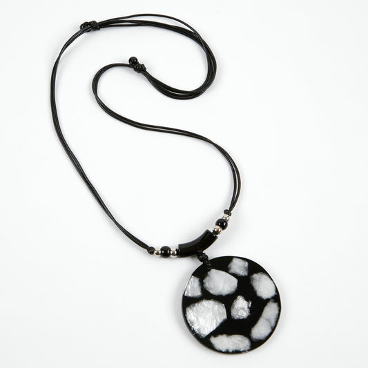 Dante Black and White disc necklace