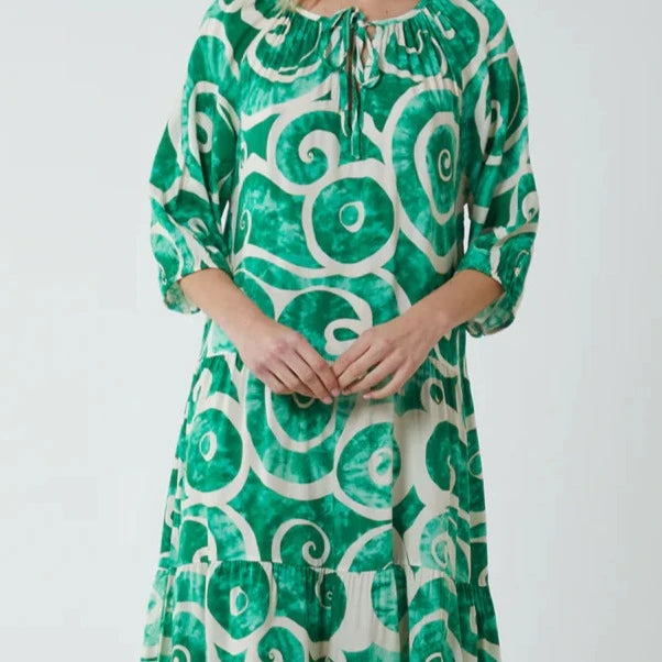 Baroque Shirred Maxi Dress