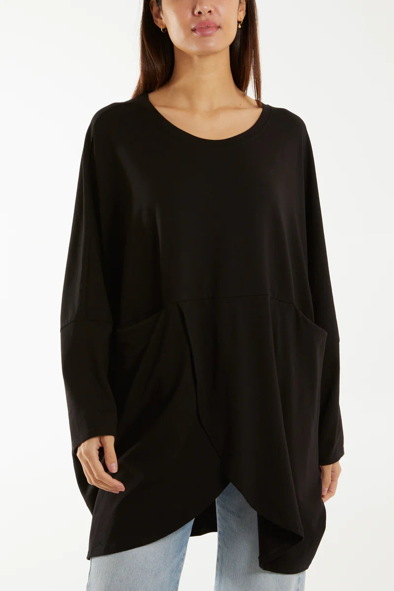 Wrap Front Long Sleeve Top