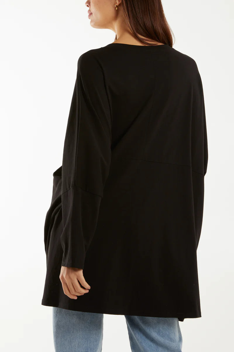 Wrap Front Long Sleeve Top