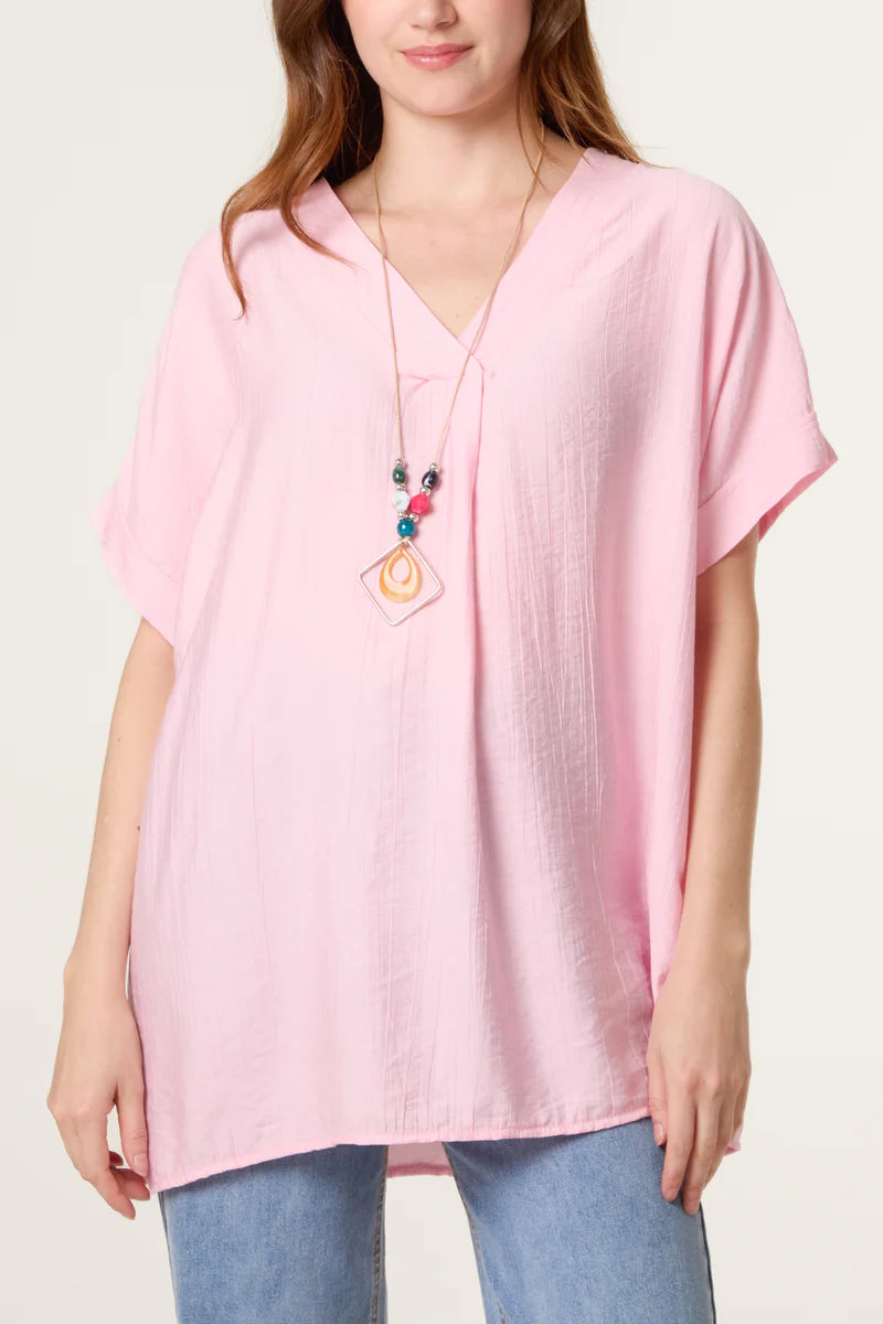 NOL NV6332IT V-neck blouse with necklace