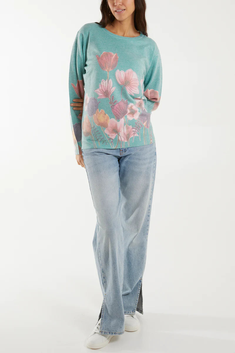 Paramour Green Floral Jumper