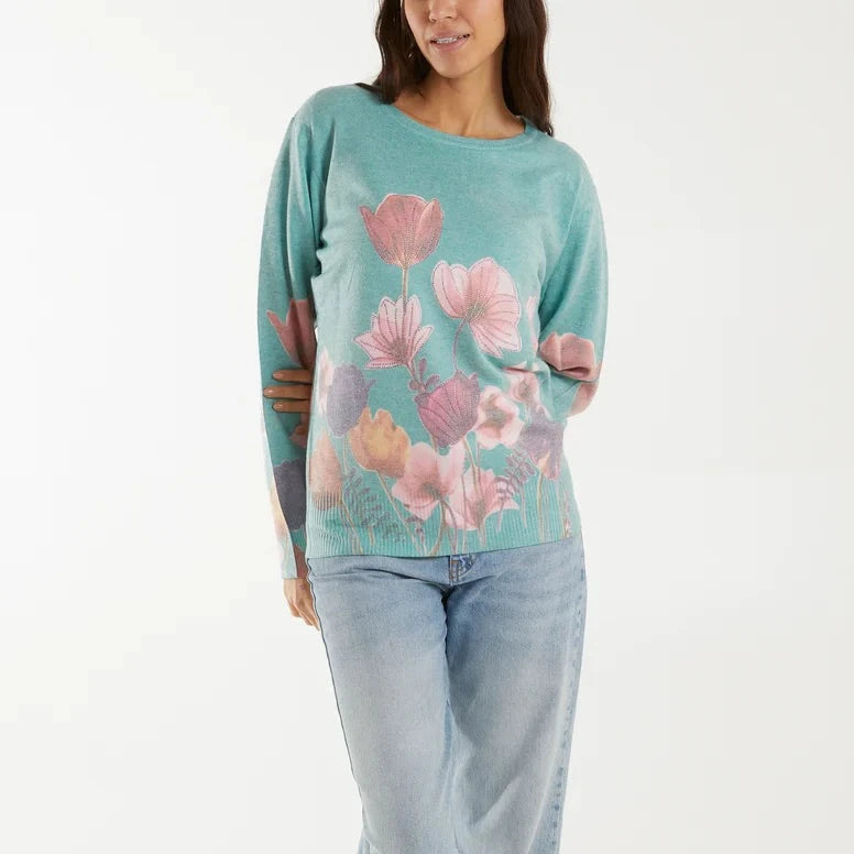 Paramour Green Floral Jumper