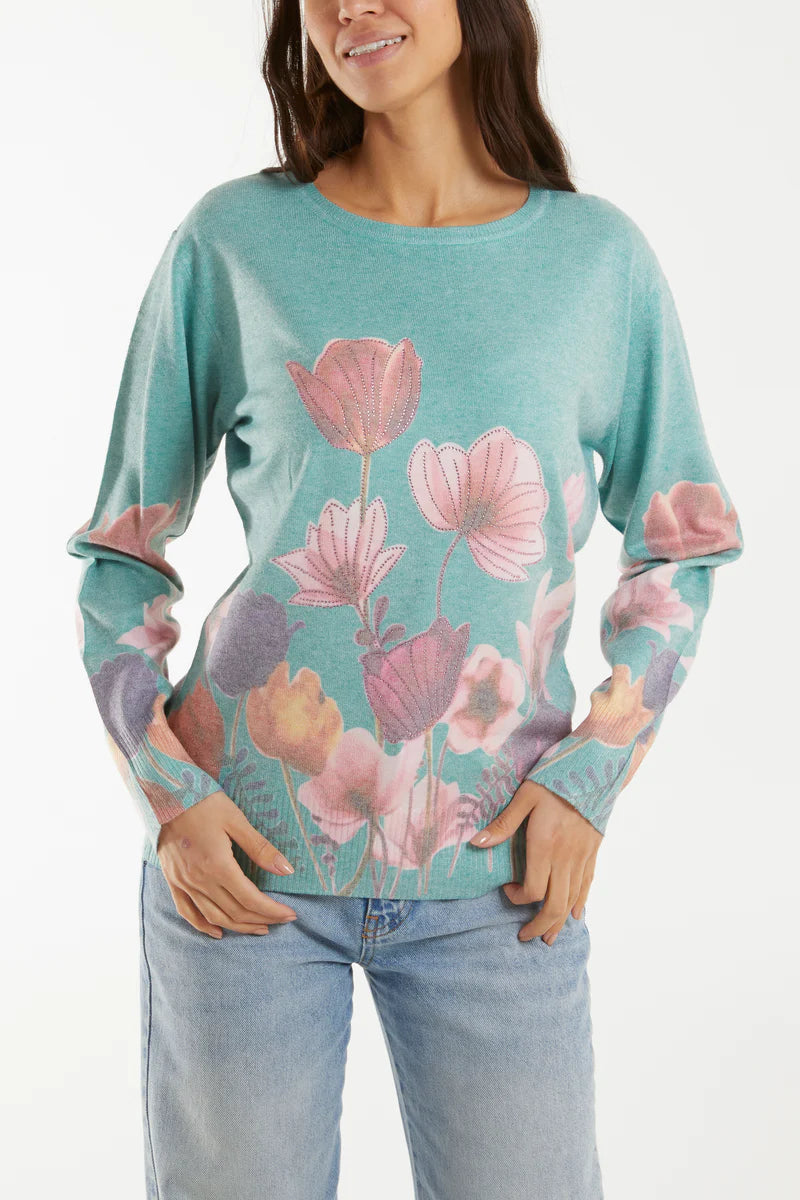 Paramour Green Floral Jumper