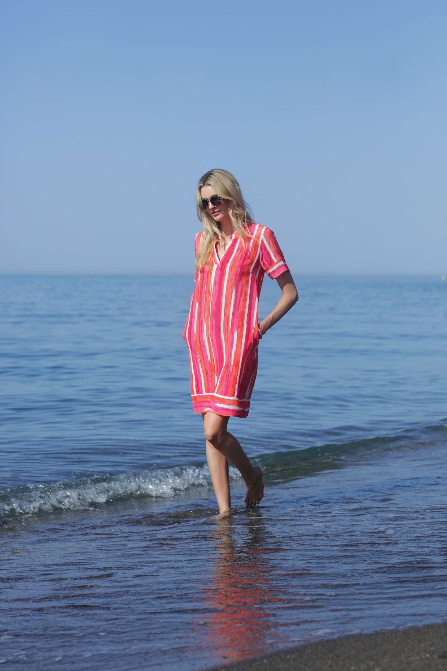 Pomodoro 42614 Stripe Short Dress