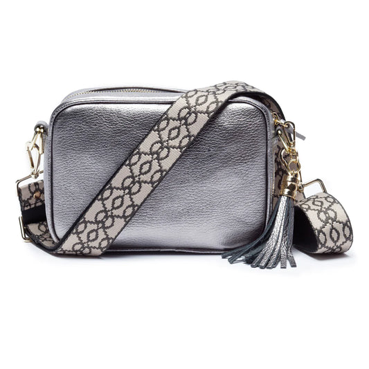 Elie Beaumont Pewter Leather Crossbody Bag