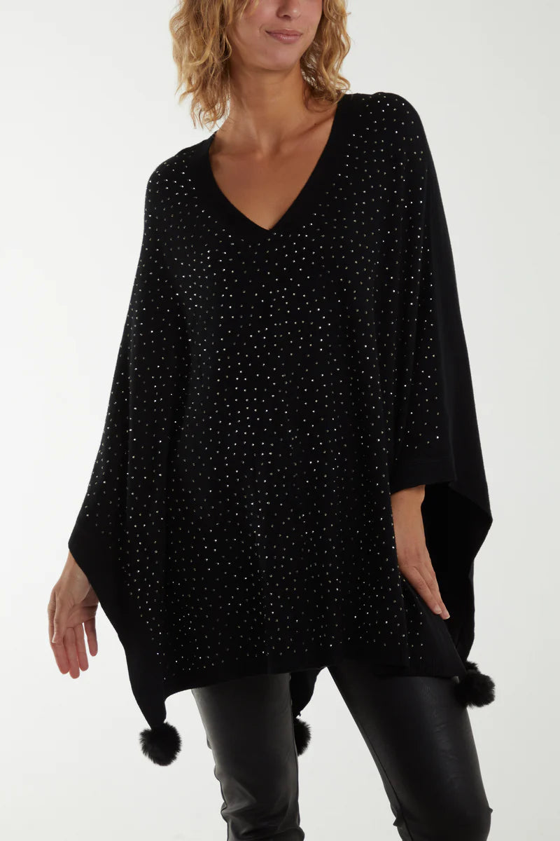 Paramour PK8001 Sparkly Front Poncho