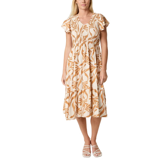 NOL QED3843004 Dress with Bold Leafy Print