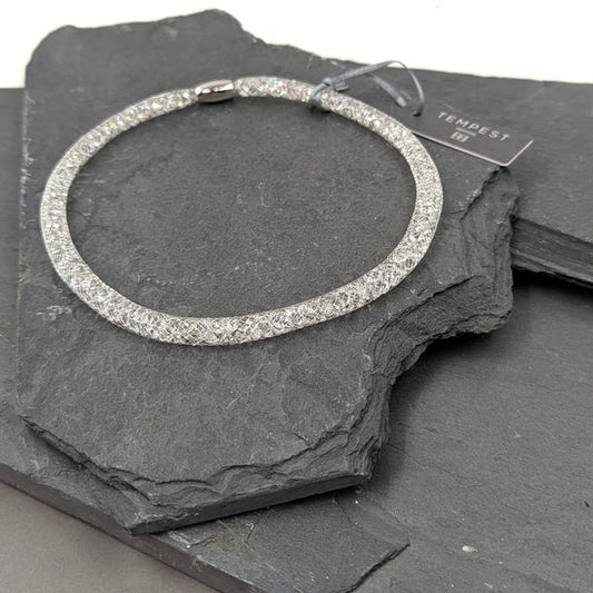 Tempest QH001N Simple Encased Crystal Mesh Nacklace