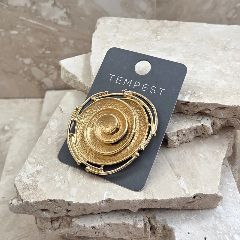 Tempest RX056B Gold Organic Swirl Magnetic Brooch
