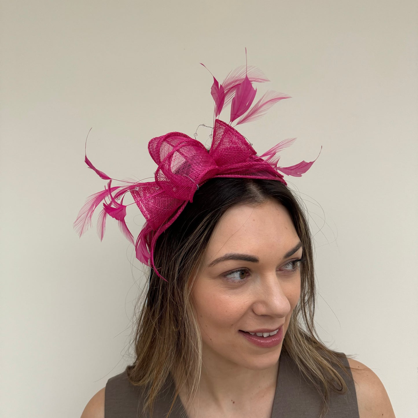 Max and Ellie CF1 Fascinator with Sparkle in Pinks