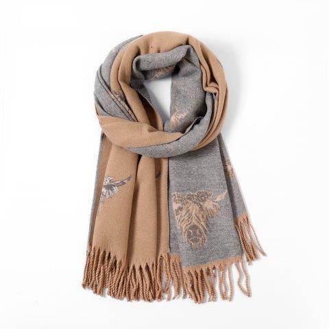 Butterfly Reversible Highland Cow Scarf