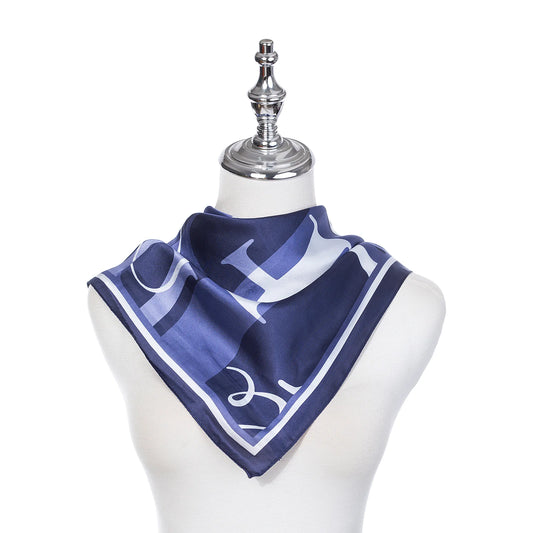 Park Lane SC1775 Silky Square Scarf in Navy & White