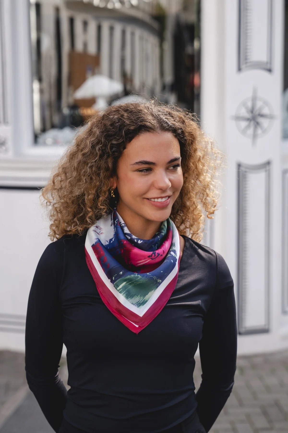 Park Lane SC1776 Silky Square Scarf in Burgundy & Blue Navy