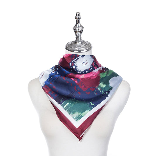 Park Lane SC1776 Silky Square Scarf in Burgundy & Blue Navy