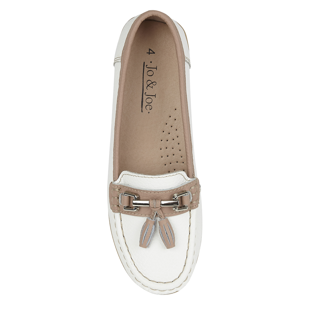 Jo & Joe Seafairer White/Mocha Leather Pump (Nautical)