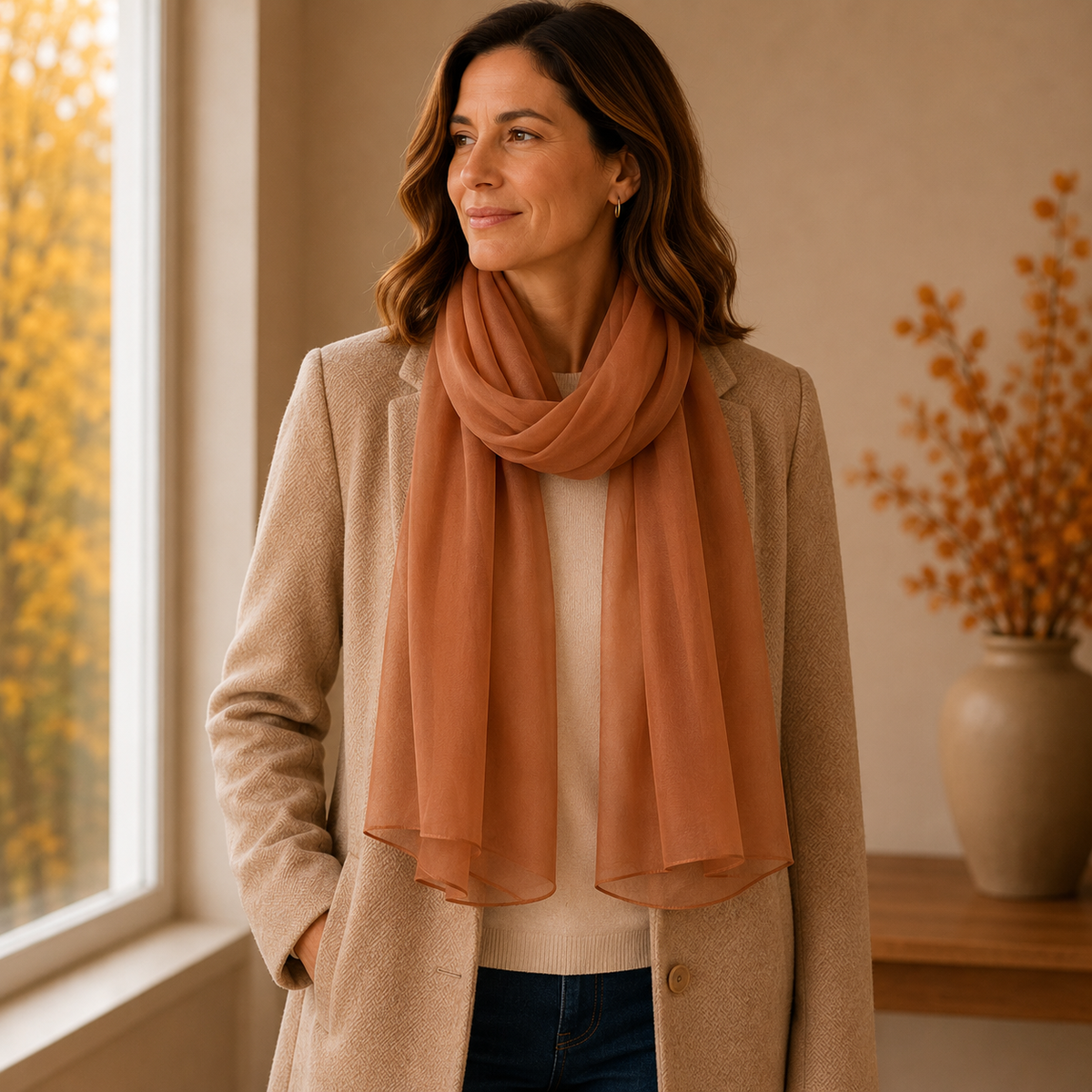 SHCH1607 Cinnamon Chiffon Wrap Scarf