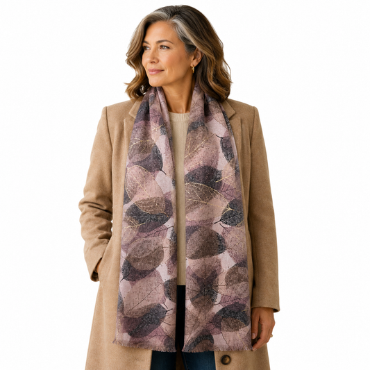 SHLP1638 Luxury Gold Leaf Print Scarf