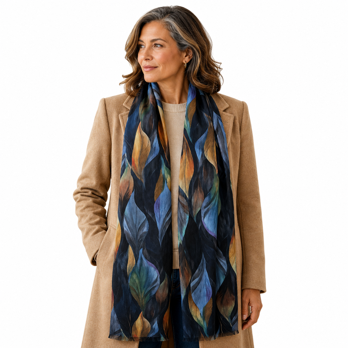 SHLP1639 Luxury Leaf Print Scarf
