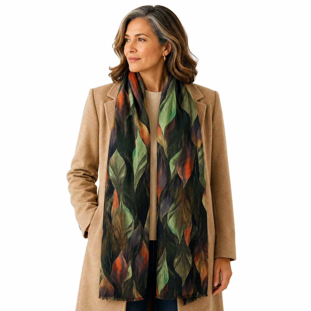 SHLP1639 Luxury Leaf Print Scarf