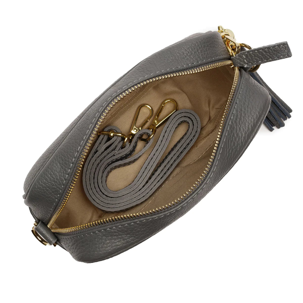 Elie Beaumont Slate Grey Leather Crossbody Bag