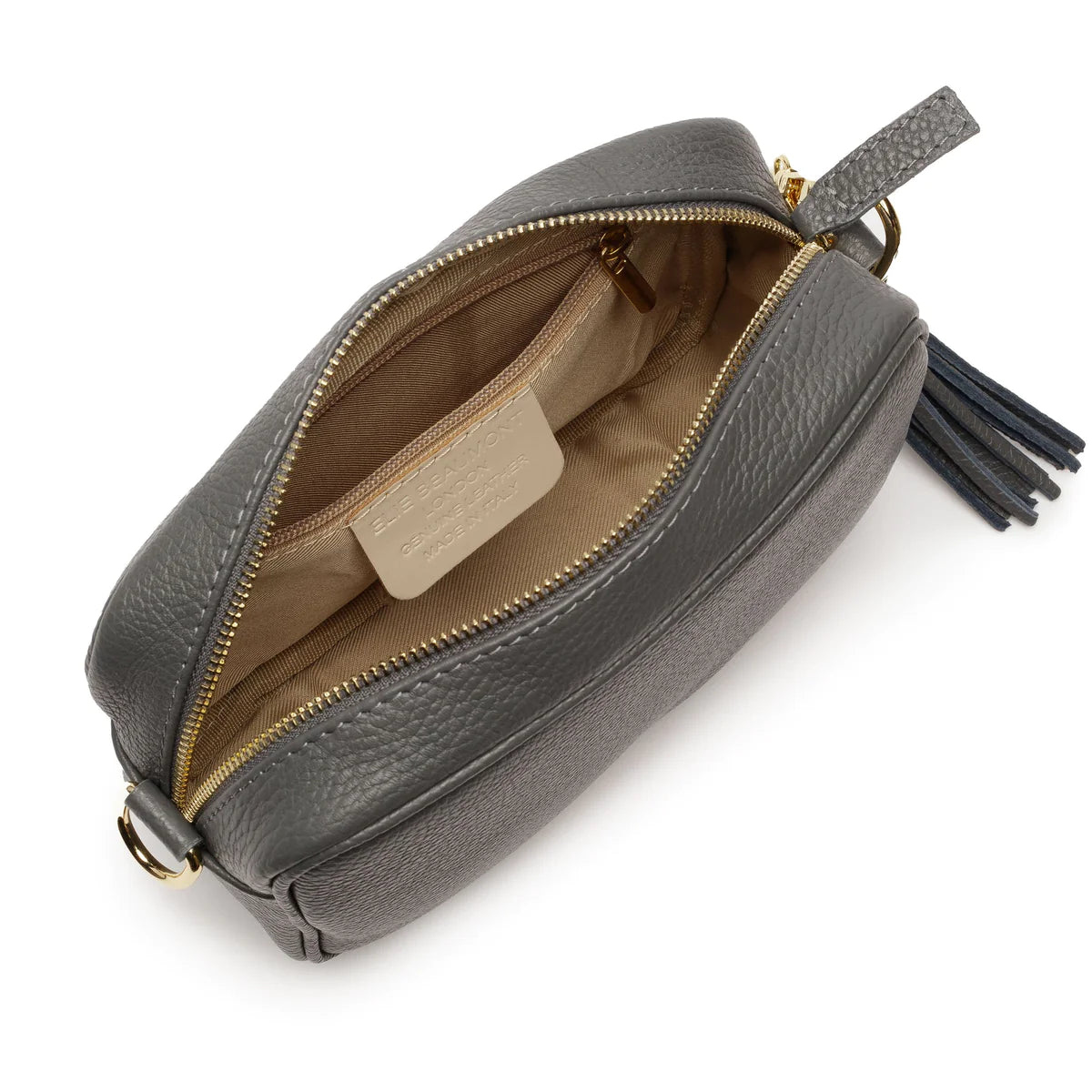 Elie Beaumont Slate Grey Leather Crossbody Bag