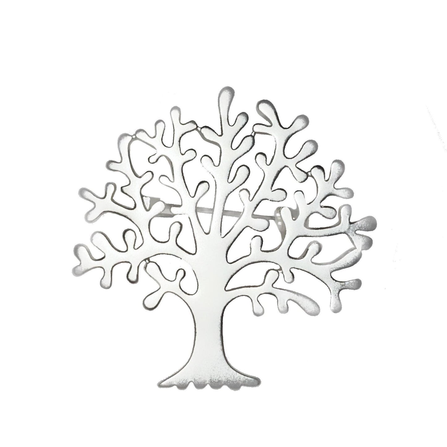 Tree Of Life Matt Silver Brooch