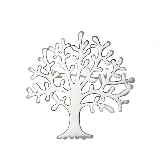 Tree Of Life Matt Silver Brooch