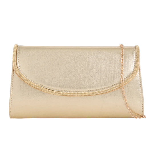 Koko Gold Metallic Clutch Bag with Sparkle Edge