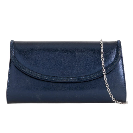 Koko Navy Metallic Clutch Bag with Sparkle Edge