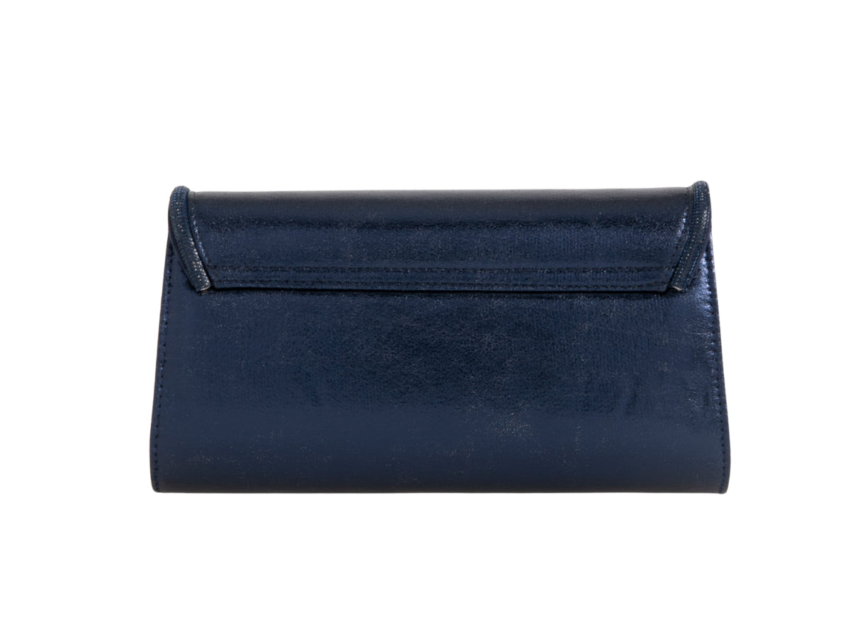 Koko Navy Metallic Clutch Bag with Sparkle Edge