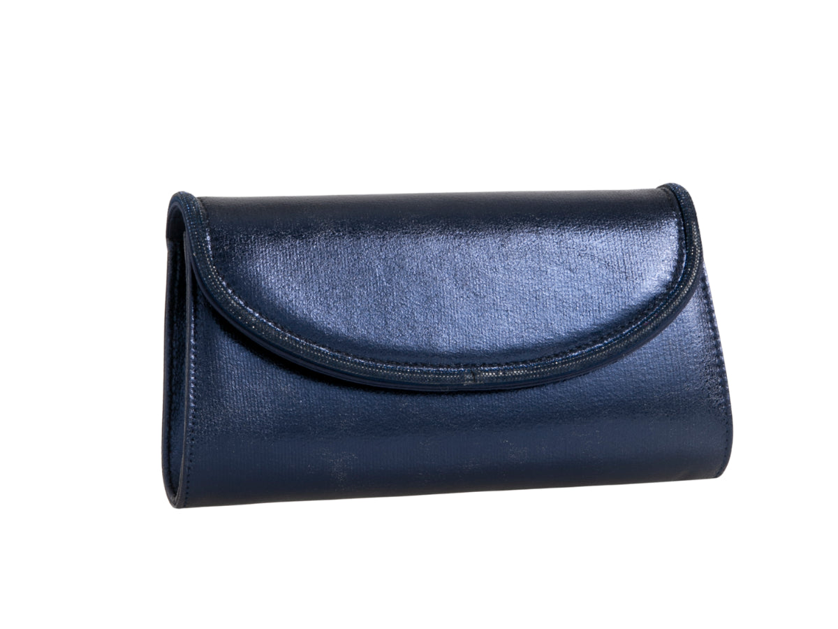 Koko Navy Metallic Clutch Bag with Sparkle Edge