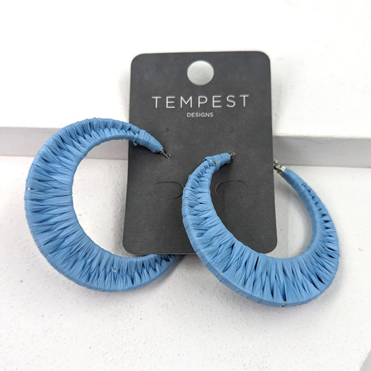 Tempest blue rafetta hoop earrings